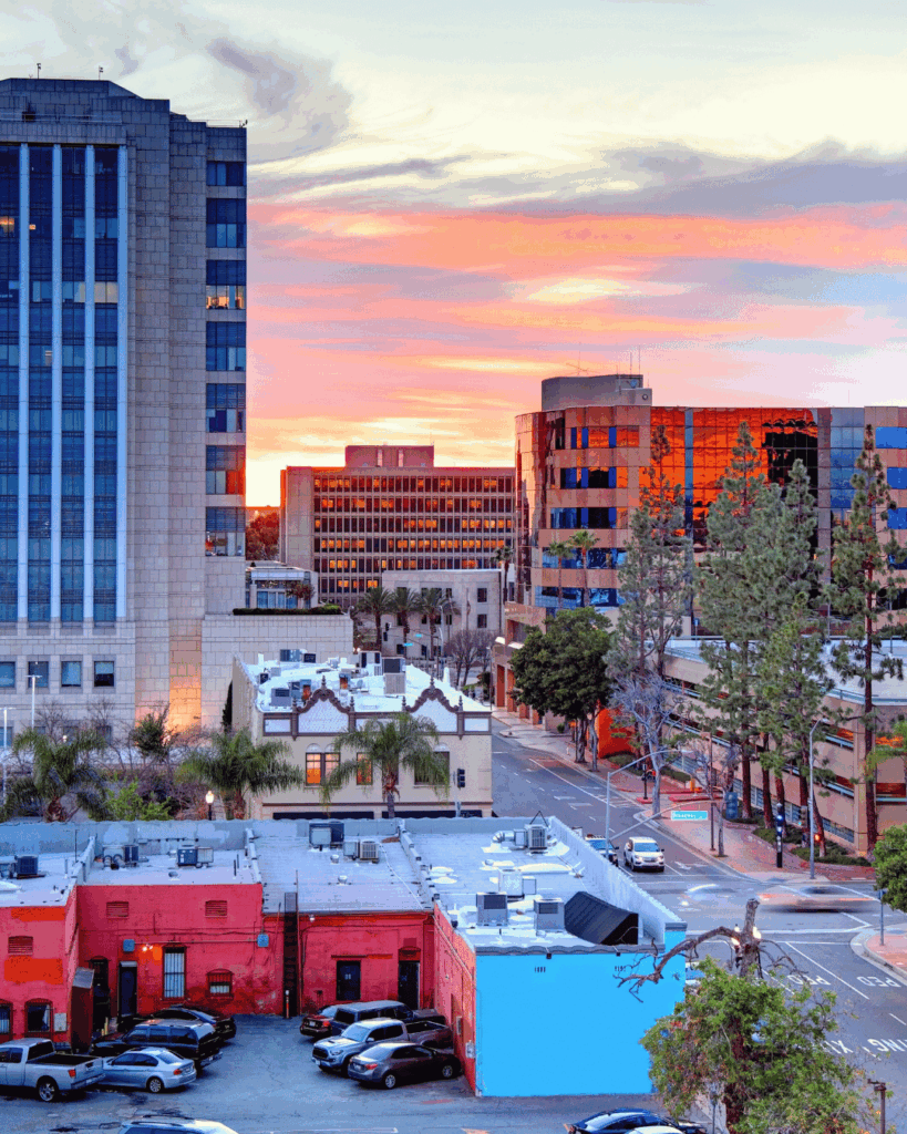 Downtown Santa Ana skyline representing legal services in Santa Ana, California