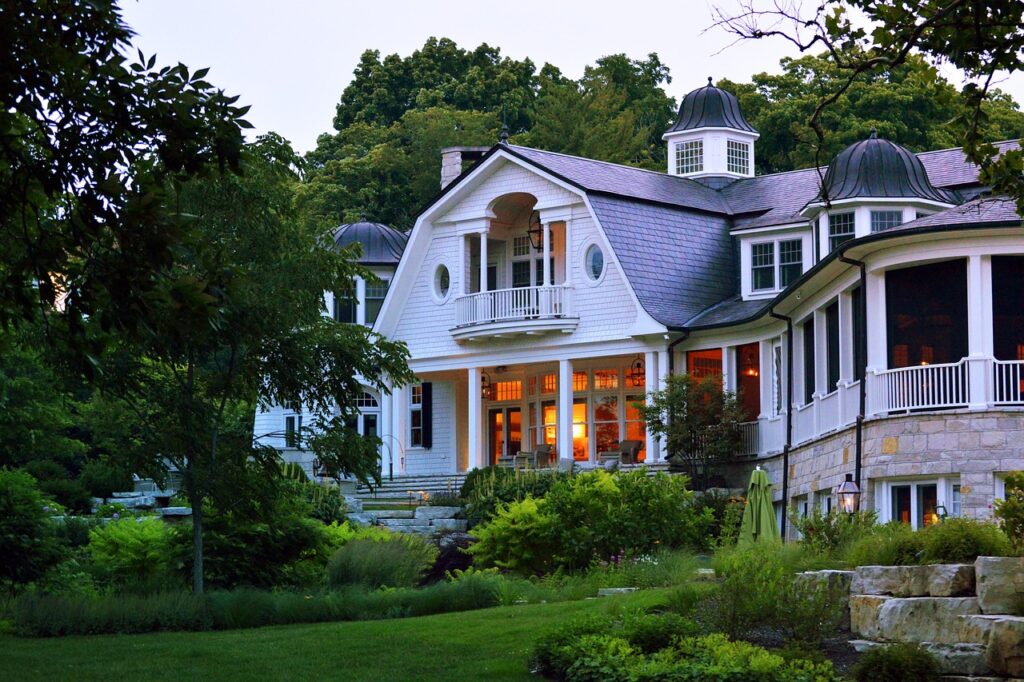 lake geneva, lakeshore, path, beautiful, house, summer, afternoon, wisconsin, nature, home, countryside, landscape